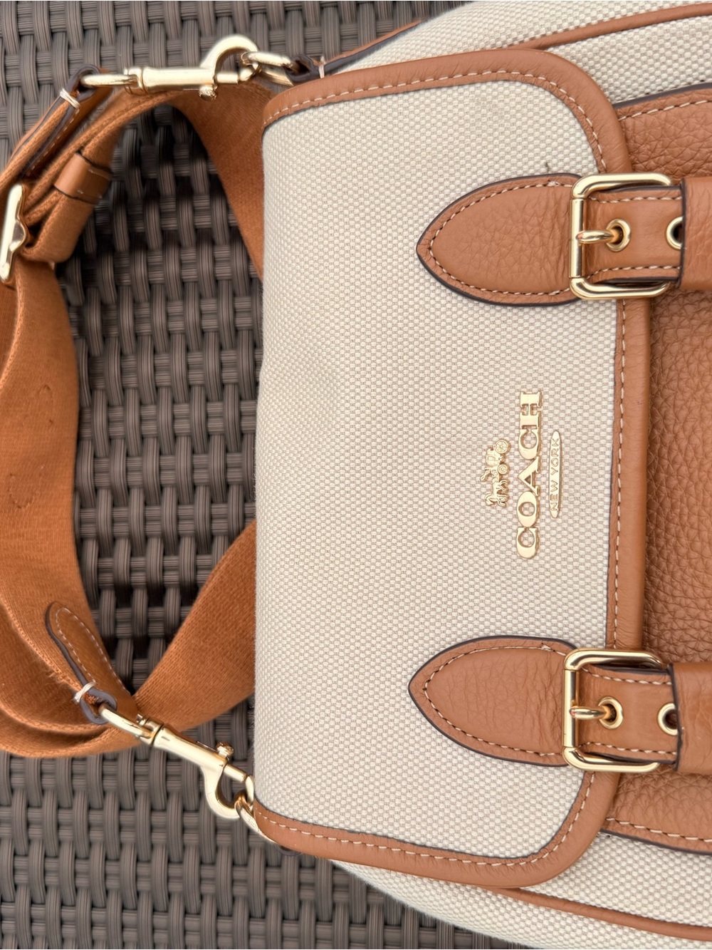 Coach Two-Tone Canvas and Leather CA622 Lucy Crossbody Natural Multi